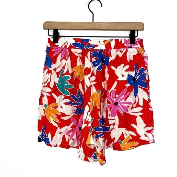 LULU’S Sprung on Sunshine Red Floral Print Pull On Shorts Size Small - Picture 4 of 8